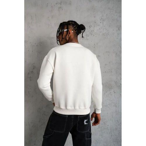 Erkek Düz Bisiklet Yaka Sweat - Beyaz