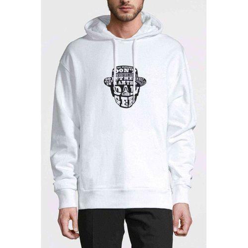Hat Man Baskılı Beyaz Erkek Kapşonlu Sweatshirt