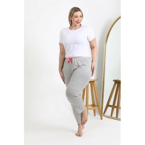 Kadın Pamuklu Büyük Beden Alt Pijama Gri