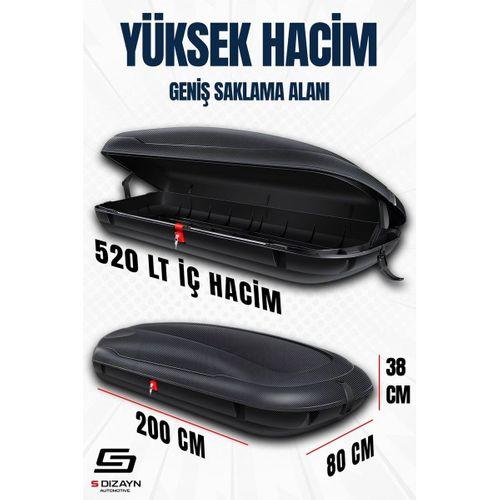 Araç Üzeri Port Bagaj Karbon Fiber Desen 520 Litre Enjeksiyon Plastik