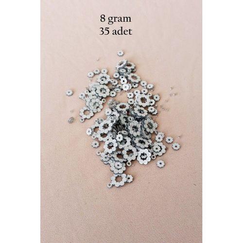 Oya Abiye Bileklik Kolye Pleksi Metalik Plastik Pul Gümüş Renk 8 gram 35 adet - BNC501