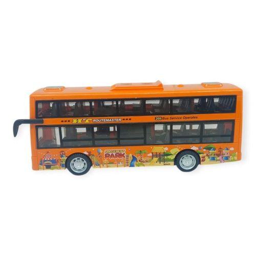 Sesli Işıklı Çift Katlı Otobüs 20 cm - Turuncu
