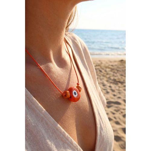 Handmade Bohem Turuncu Nazar Kolye