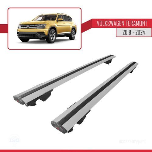 Volkswagen Teramont 2018 ve Sonrası ile uyumlu HOOK Model Anahtar Kilitli Ara Atkı Tavan Barı GRİ