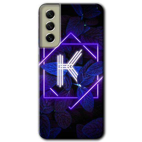 Samsung Galaxy S21 FE Kılıf Kapak - Dark Neon Yaprak K Harfi +Hayalet Ekran Yandan Gözükmez