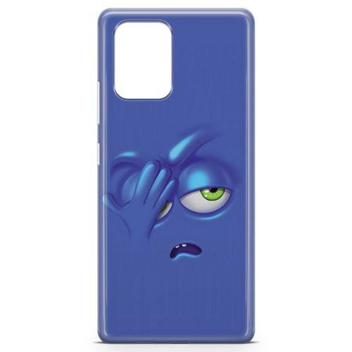 Samsung Galaxy A91 Kılıf Mutsuz Mavi Arka Kapak Koruma Desenli Full Koruyucu