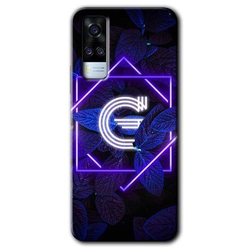 Potkal Hediye Fabrikası Vivo Y53s Kılıf HD Desen Baskılı Arka Kapak - Dark Neon Yaprak G Harfi