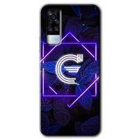 Potkal Hediye Fabrikası Vivo Y53s Kılıf HD Desen Baskılı Arka Kapak - Dark Neon Yaprak G Harfi