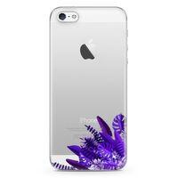Apple iPhone 5 Kılıf Mor Yapraklar Arka Kapak Koruma Desenli Full Koruyucu