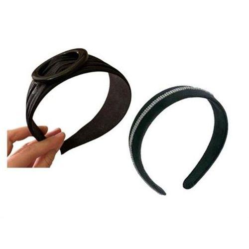 Kadın Saç Tacı 2 Adet Taşlı Ve Tokalı Model Siyah