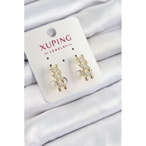 Xuping Zirkon Taşlı Sıralı Damla Model Gold Renk Kadın Küpe