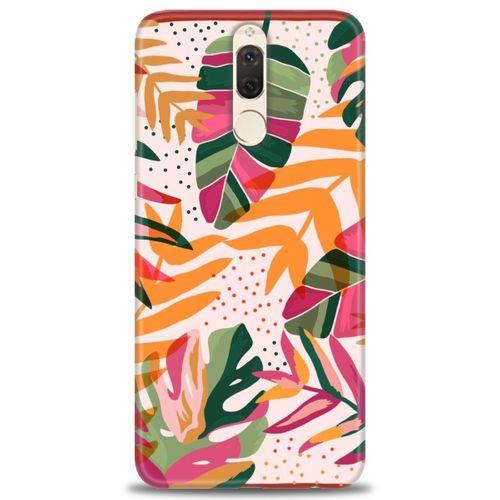 Huawei Mate 10 Lite Kılıf HD Baskılı Kılıf - Turuncu Pembe + Tam Ekran Koruyucu