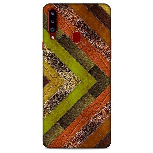 Samsung Galaxy A20s Kılıf Patchwork (10) Full Koruma Kılıfı Yeşil Turuncu