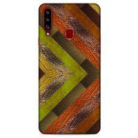 Samsung Galaxy A20s Kılıf Patchwork (10) Full Koruma Kılıfı Yeşil Turuncu