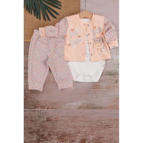 Stay Little Puan Desenli 3'lü Hırkalı Kız Bebek Takım