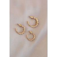 Gold Renk Yılan Model Metal Küpe Seti