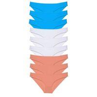 9 Adet Süper Eko Set Likralı Kadın Slip Külot Pudra Beyaz Mavi