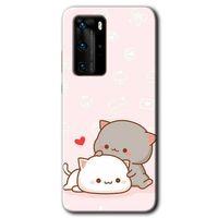 Huawei P40 Pro Kılıf HD Desen Baskılı Arka Kapak - Kedi Aşkı