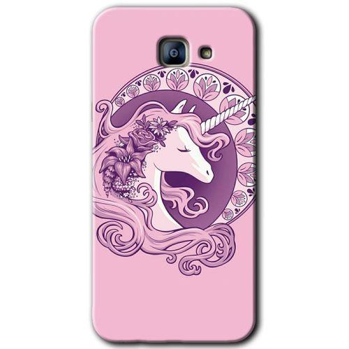 Galaxy A8 2016 Kılıf HD Desen Baskılı Arka Kapak - Unicorn-Pembe + Kırılmaz Cam