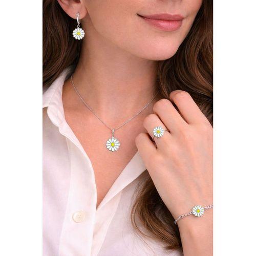 925 Ayar Gümüş Papatya Model Kolye Yüzük Küpe Bileklik Kadın Set