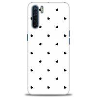 Oppo A91 / Reno 3 Kılıf HD Baskılı Kılıf - Siyah Kalpler + Tam Ekran Koruyucu