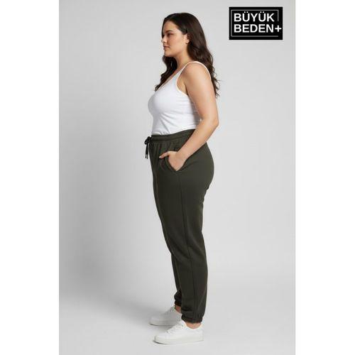 Kadın Büyük Beden Paça Lastikli İki İplik Rahat Kalıp ince Eşofman Altı SPR26BEAK951