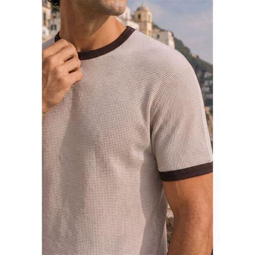 Miyazaki Regular Fit %100 Pamuk Waffle Box Bisiklet Yaka Erkek T-Shirt - Çakıl Taşı