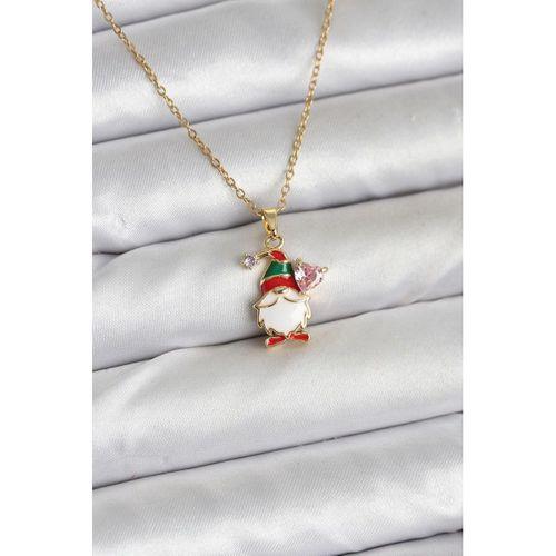 316L Çelik Zincir Gold Renk Yılbaşı Teması Kadın Kolye