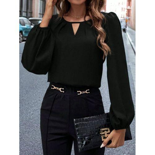 Kadın Uzun Kollu Damla Detaylı Ithal Krep Bluz