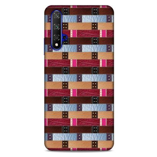 Huawei P Smart S Y8P Kılıf Patchwork (45) Liquid Air Kılıf Bordo Gri