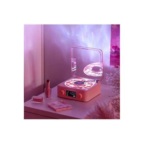 Waves Nostalji Plak Görünümlü Bluetooth Hoparlör 3d Ses Dalgası Retro Müzik Plak Pembe