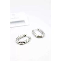 Oval Halka Küpe - Gümüş