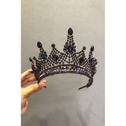 Kajam Model Mor Gelin Kına Tacı ve Küpesi