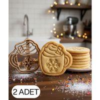 2Li Kar taneli İçecek Kupası Kurabiye Kalıbı Noel Bardak Figürlü Çift Parça Şeker Oyun Hamuru Kesici