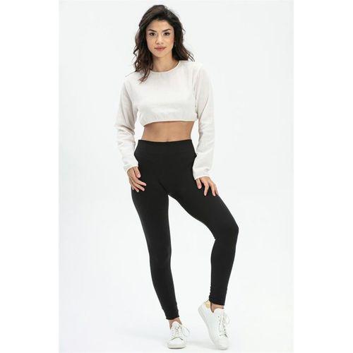 Uzun Kol Şile Bezi Bisiklet Yaka Crop Astar Bluz Krem Krm