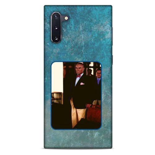 Samsung Galaxy Note 10 Kılıf Atatürk (30) Silicone Case Turkuaz Taş