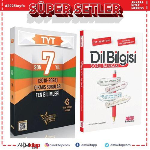 Liderler TYT Fen Bilimler Çıkmış Sorular Son 7 Yıl ve AKM Dil Bilgisi Soru Bankası Seti 2 Kitap