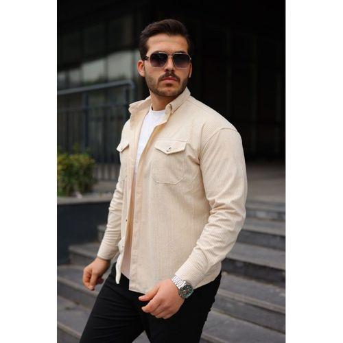 Erkek Uzun Kollu Cepli Kadife Gömlek