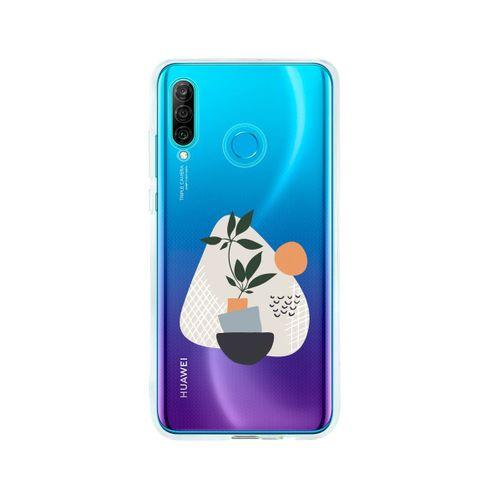 Huawei P30 Lite Bitki Art Tasarımlı Premium Şeffaf Silikon Kılıf