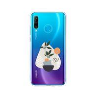 Huawei P30 Lite Bitki Art Tasarımlı Premium Şeffaf Silikon Kılıf