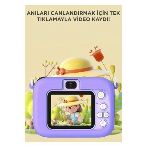 Mini 1080p Hd Çocuk Kamera Dijital Fotoğraf Makinesi 2.0 Inç Ekran 5 Adet Oyun Mor