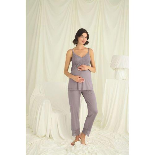 Dantelli Hamile Lohusa 3lü Pijama Takımı