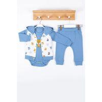 Littie Nakışlı % 100 Pamuk Hırkalı 3'lü Erkek Takım