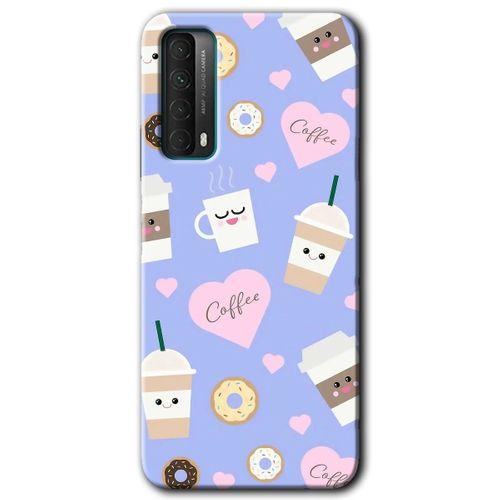 Potkal Hediye Fabrikası Huawei P Smart 2021 HD Baskılı Kılıf + 9D Tam Ekran Koruyucu - Coffee Cake