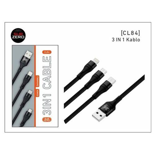 Sub Zero 3 Farklı Girişli Şarj Kablosu Cl84