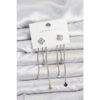 Pirinç Gümüş Renk Yonca Model Sallantılı Kadın Küpe