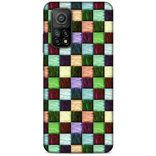 Xiaomi Mi 10T 5G Kılıf Patchwork (6) Silikon Kılıf Su Yeşili