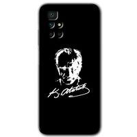 Redmi 10 Kılıf HD Desen Baskılı Arka Kapak - Atatürk Silüet İmza + Kırılmaz Cam