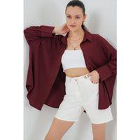 Örme Oversize Gömlek 20264 - Bordo