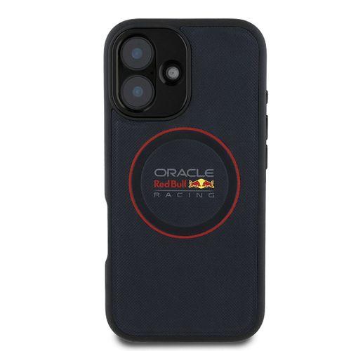 Apple iPhone 16 Plus Kılıf Redbull Orjinal Lisanslı M-safe Şarj Özellikli Kırmızı Halka ve Logo Kabartmalı PU Deri Kapak